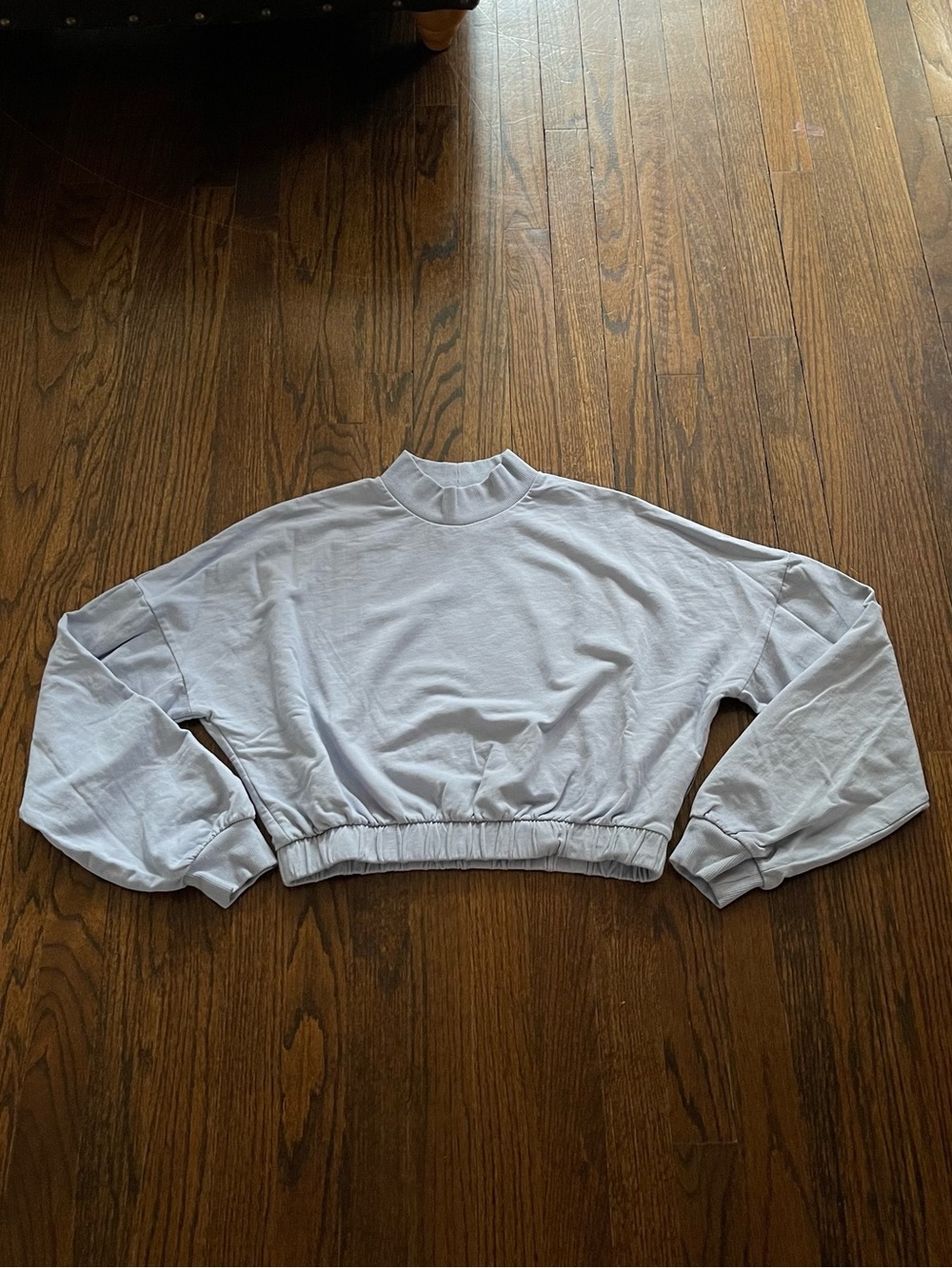 Bershka Light Blue Cropped Mockneck Sweatshirt